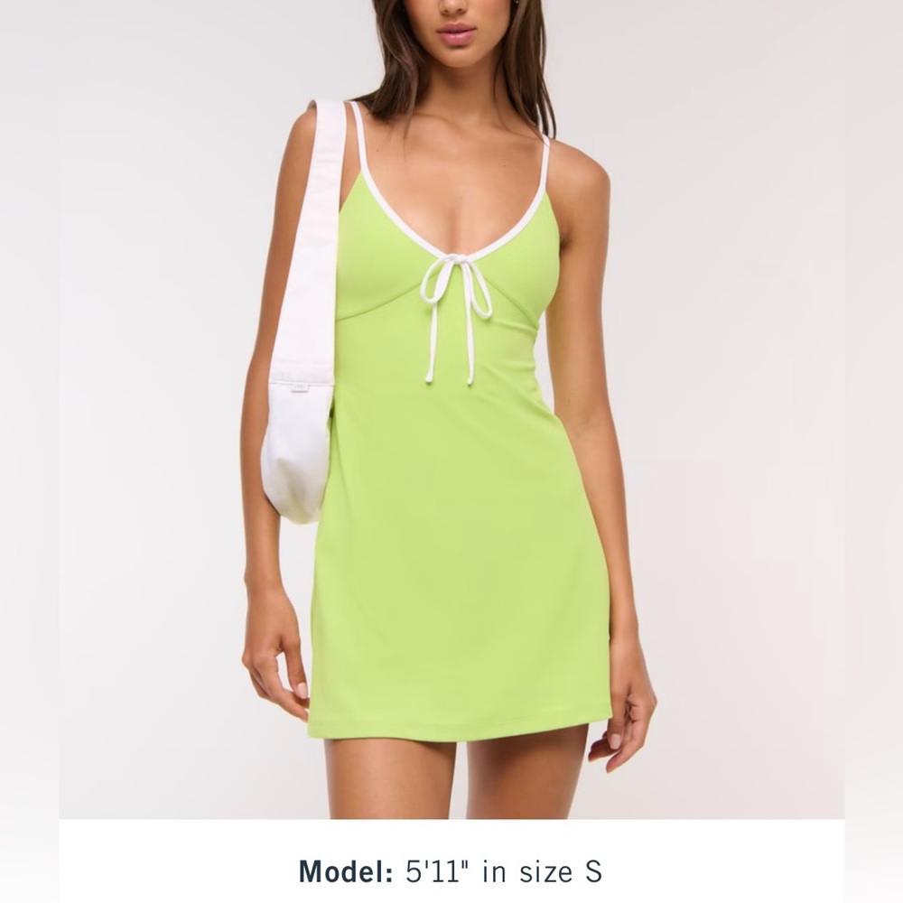 NWOT Abercrombie & Fitch Bright Lime YPB studioFLEX Cami Mini Dress